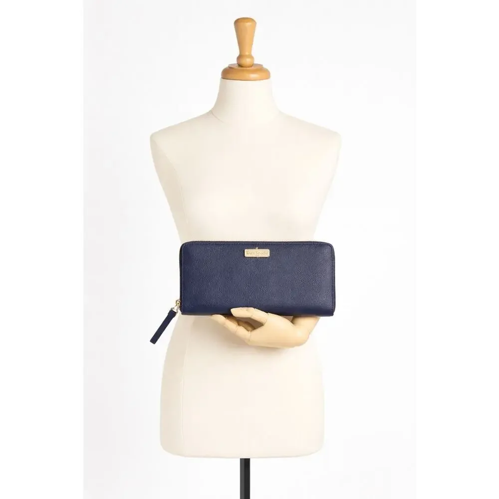 Kate Spade Newbury Lane Neda Zip Wallet Indigo Blue Saffiano Leather